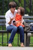 Katie Holmes takes her daughter Suri to a playground in the Central Park, New York